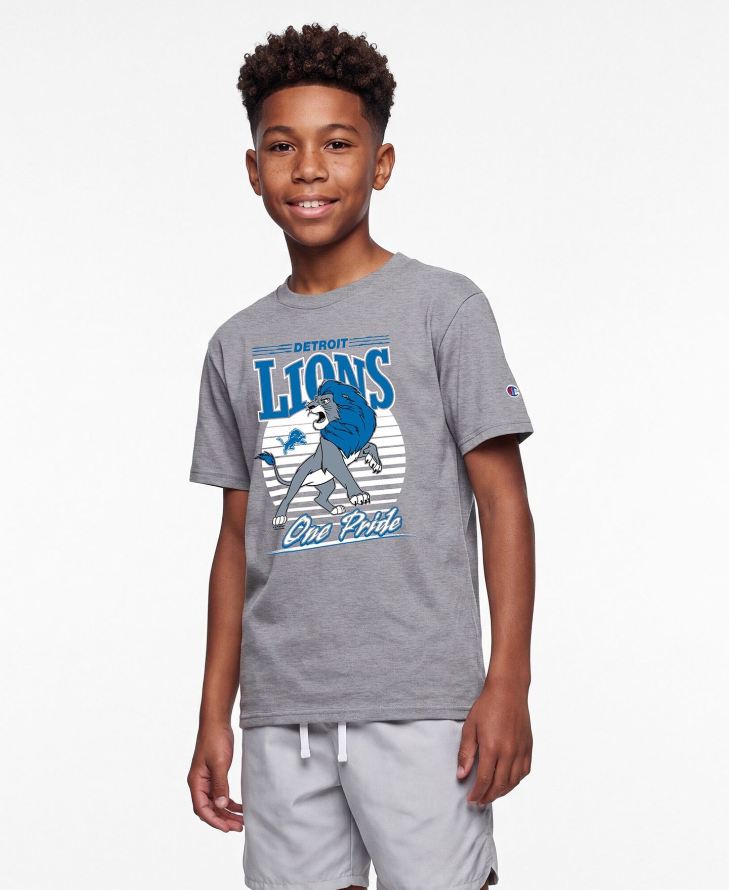 Детская футболка Champion Heather Gray Detroit Lions Disney X Champion — фото 1