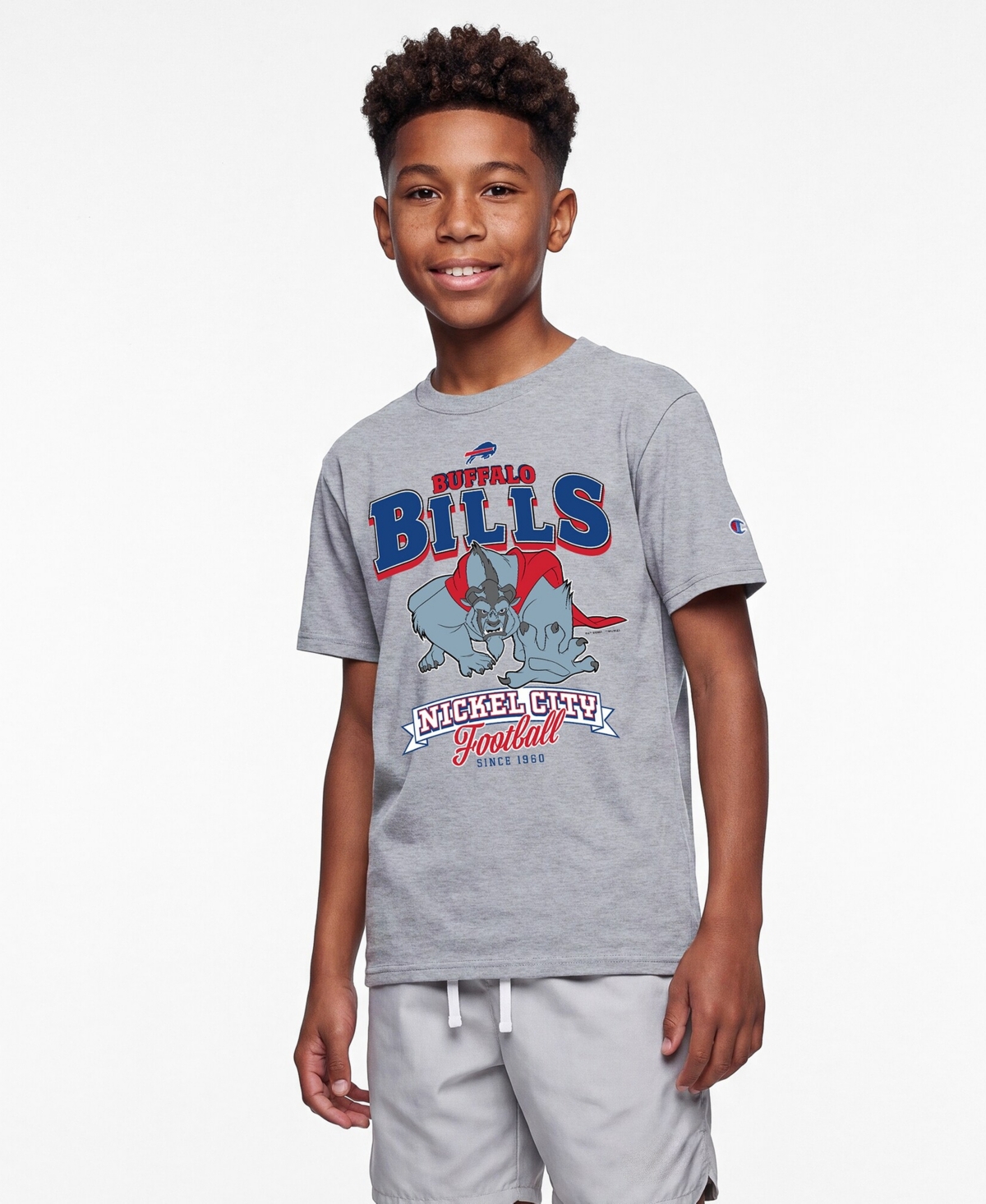 Champion Big Boys and Girls Heather Gray Buffalo Bills Disney X Champion T-Shirt