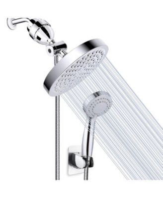 Filtered Rainfall Shower Head Handheld Chrome Hose Holder
