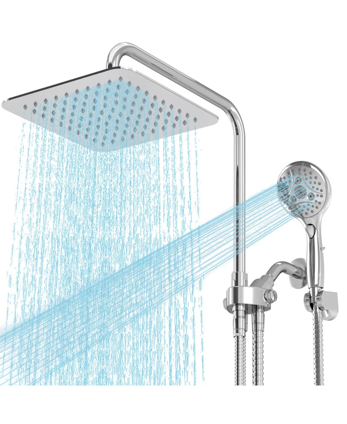 Cyqbd 10" High Rainfall Dual Shower Head Handheld Combo - Modern chrome
