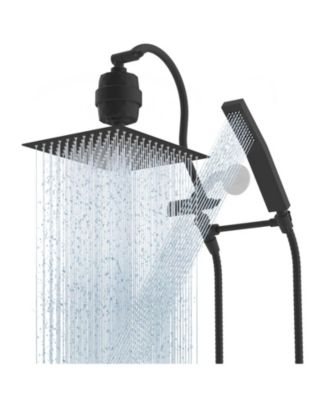 12'' All Metal Filtered Rainfall Shower Head Handheld Wand Extension Arm Hose Holder with Filter