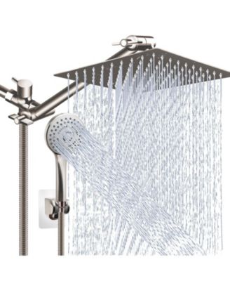 10" Shower Head Rain Extension Arm Handheld Spray Low Water Showerhead Set
