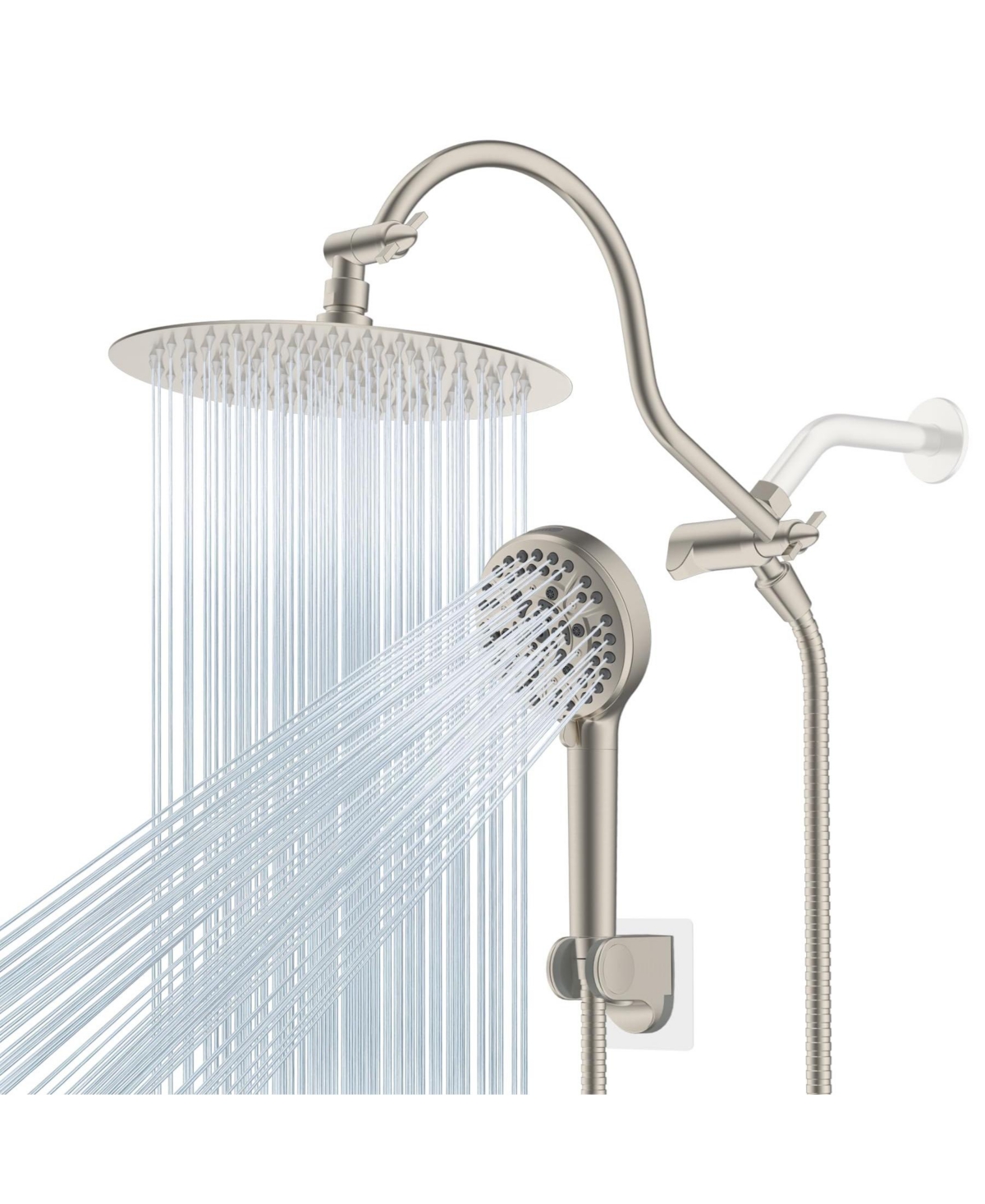 Cyqbd 10'' Metal Rainfall Handheld Shower Head With Extension Arm Round
