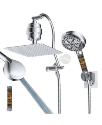 10'' Metal Rainfall Shower Head Handheld Filtered Extension Arm Hose Spray with Filter
