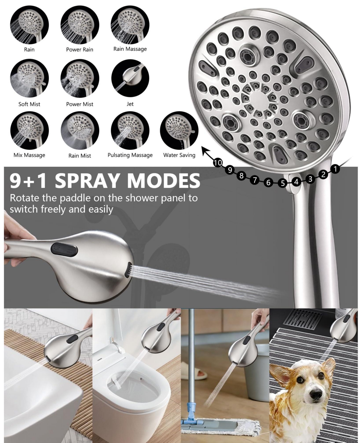 Cyqbd Rainfall Shower Head Handheld Slide Bar Height Adjustable