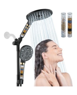 7.5" Filtered Dual Shower Head Handheld Spraybo Hard Water 9-mode