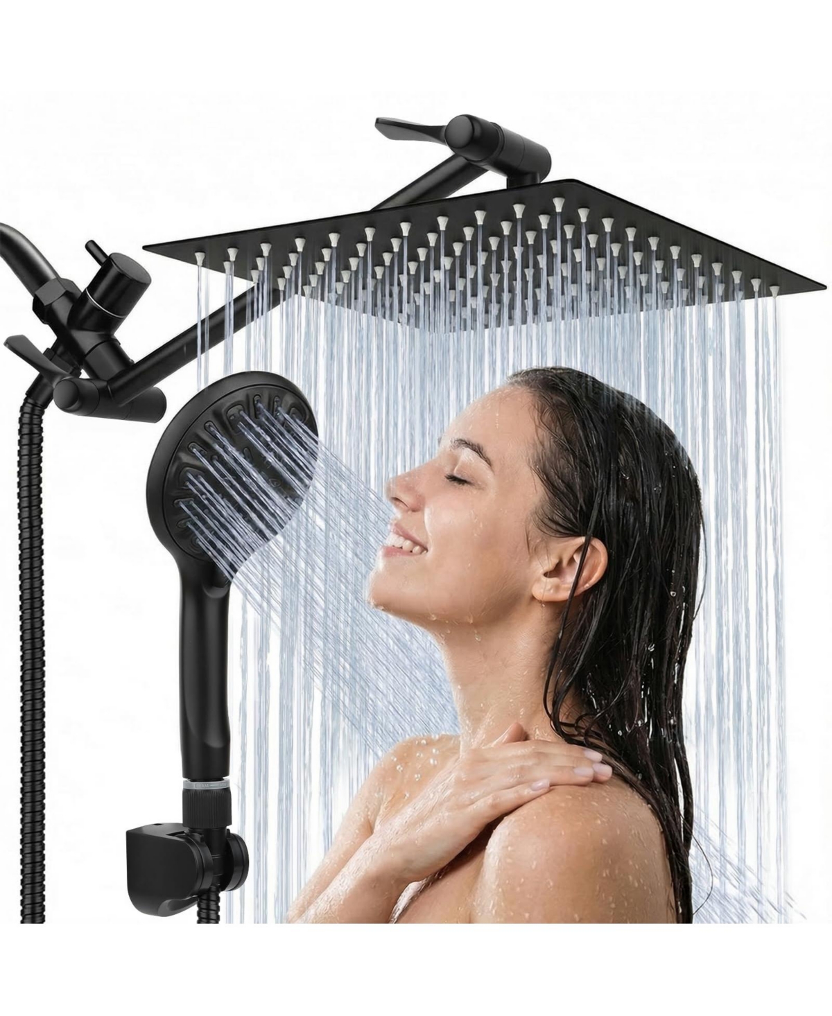 Cyqbd 12'' Shower Head Rainfall Handheld Extension Arm Adjustable