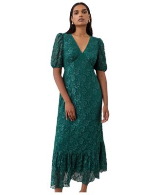 Women's Loretta Empire-Waist Fit-and-Flare V-Neck Lace Midi Dress