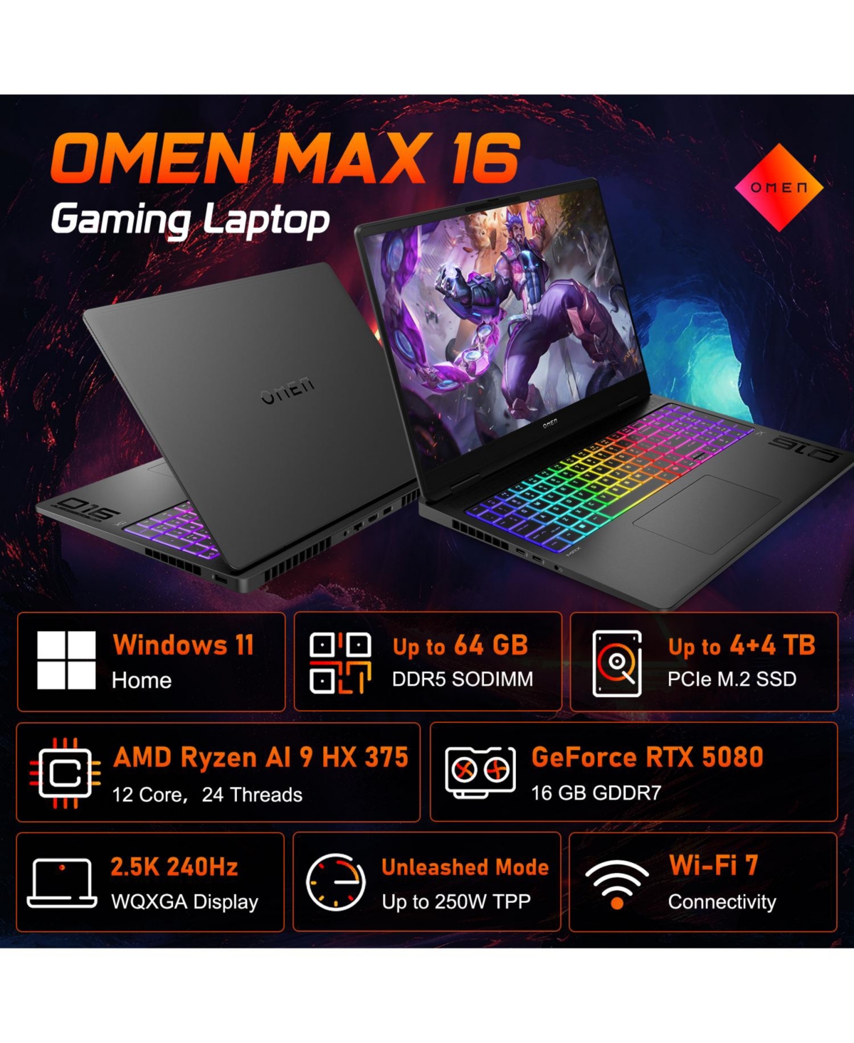 Hp Omen Max 16z-ak000 16" Gaming Laptop with Rtx 5080 and 240Hz Display
