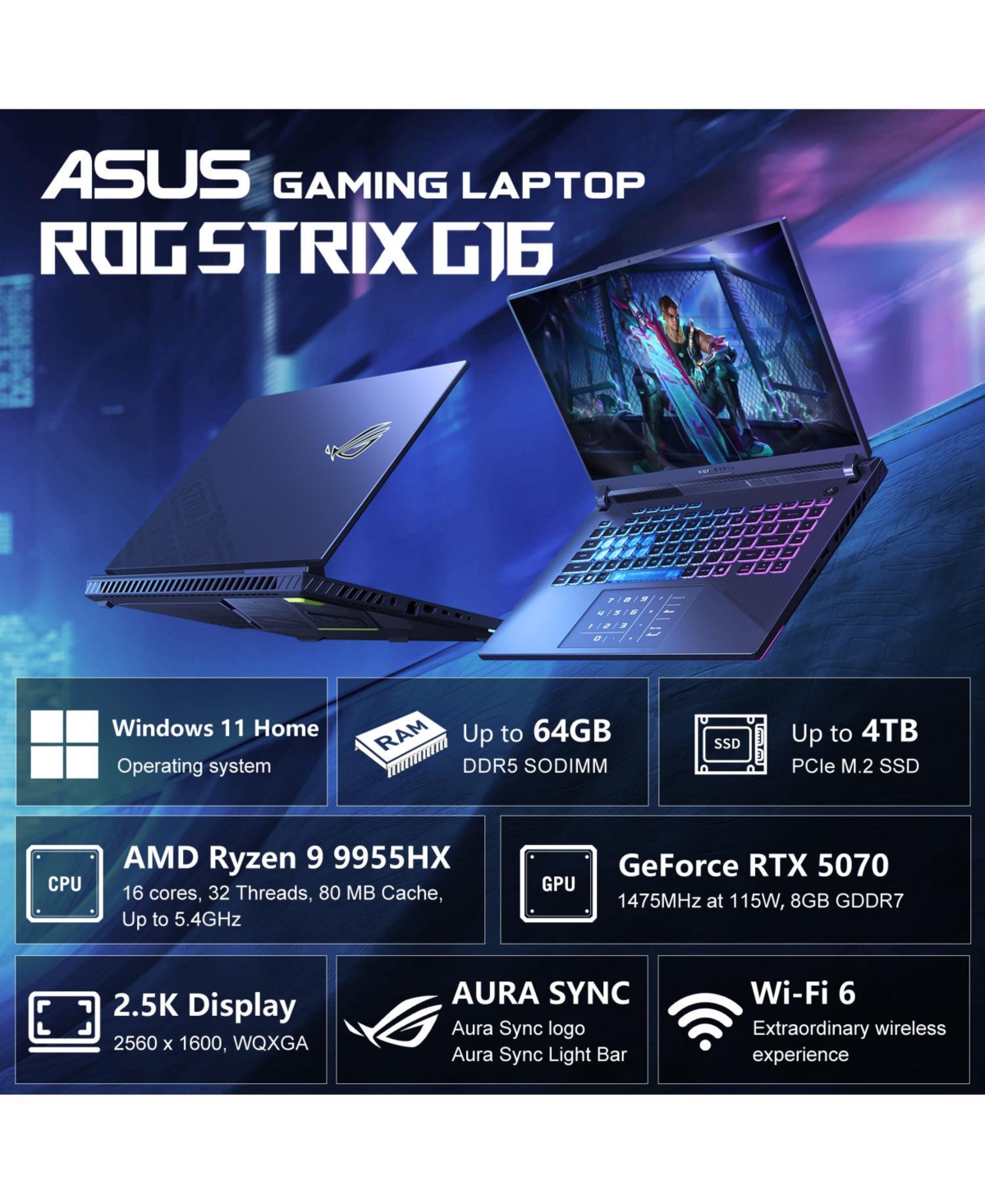 Asus Rog G16 Rtx 5070 Gaming 16" Laptop