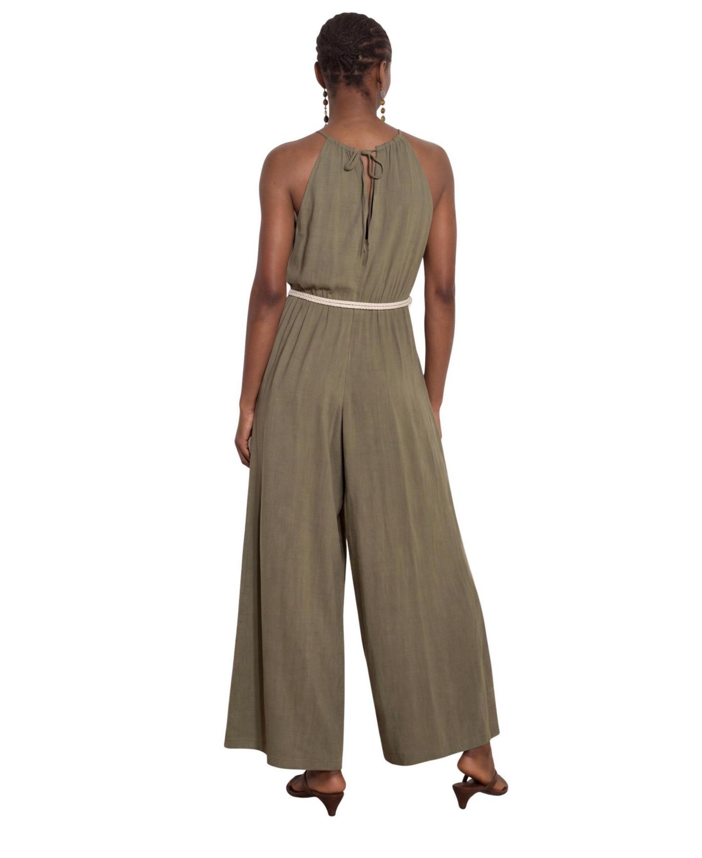 Женский комбинезон Apricot Halter Neck Rope Belt Jumpsuit, цвет: Хаки — фото 4