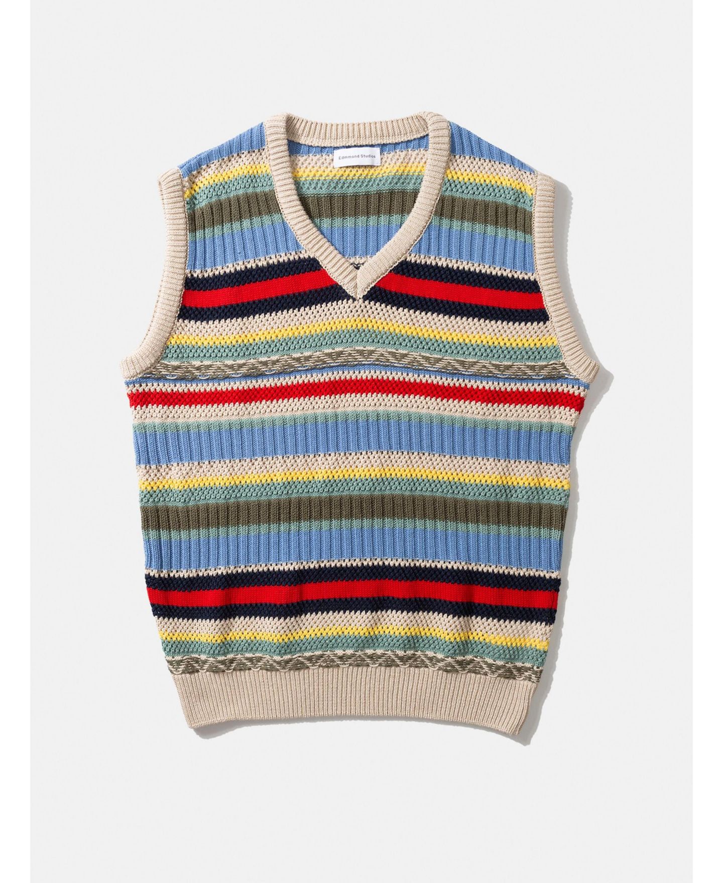 Мужской жилет Edmmond Studios Knit V-Neck Vest, цвет: Молочный белый — фото 4