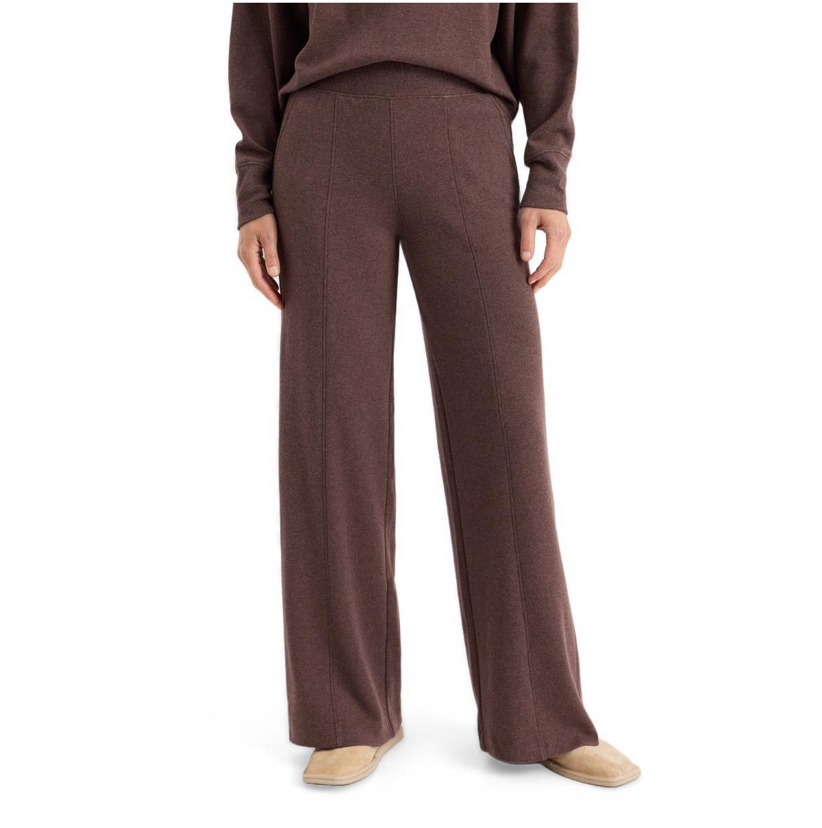 Pact Women's Organic Cotton Roam Pintuck Wide Leg Pant - Chestnut heather