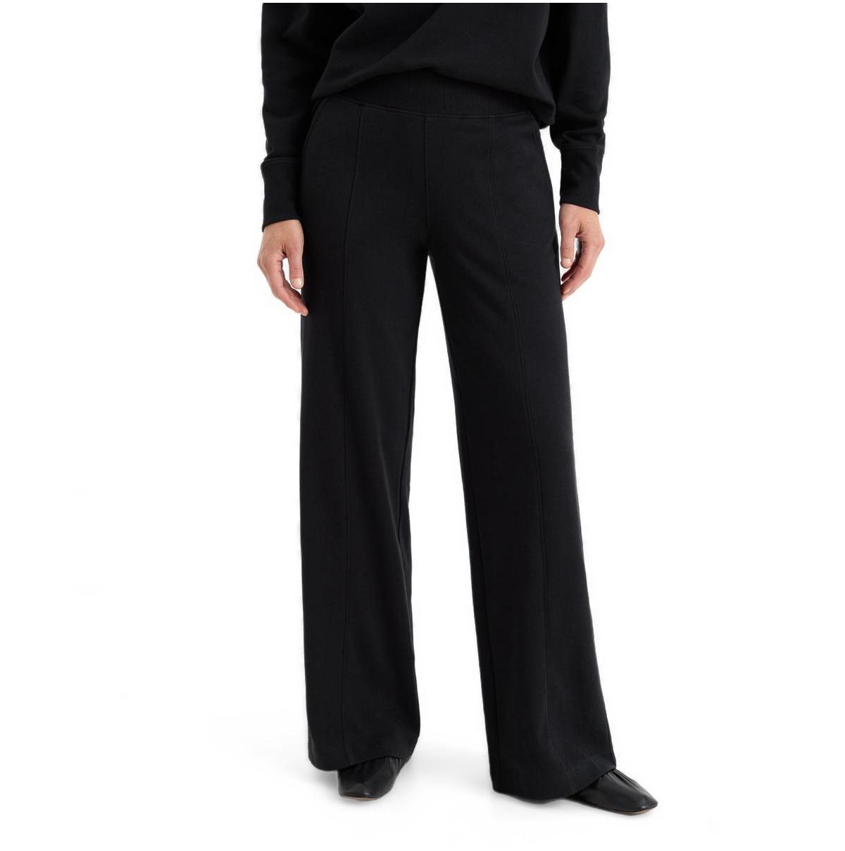 Pact Women's Organic Cotton Roam Pintuck Wide Leg Pant - Black