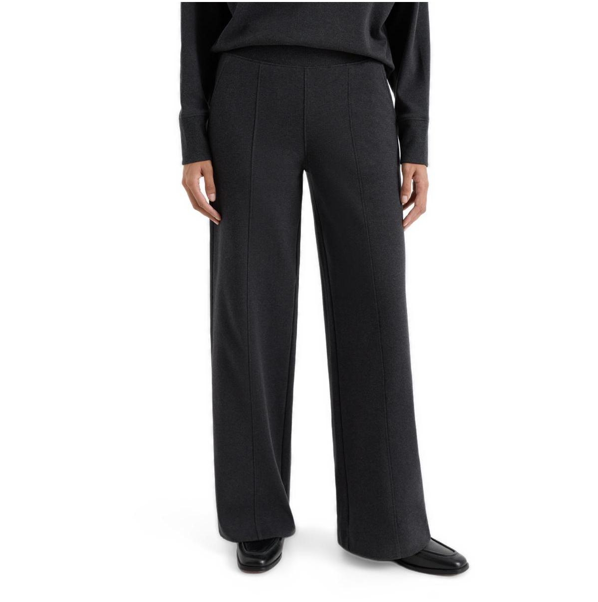 Pact Women's Organic Cotton Roam Pintuck Wide Leg Pant - Dark charcoal heather