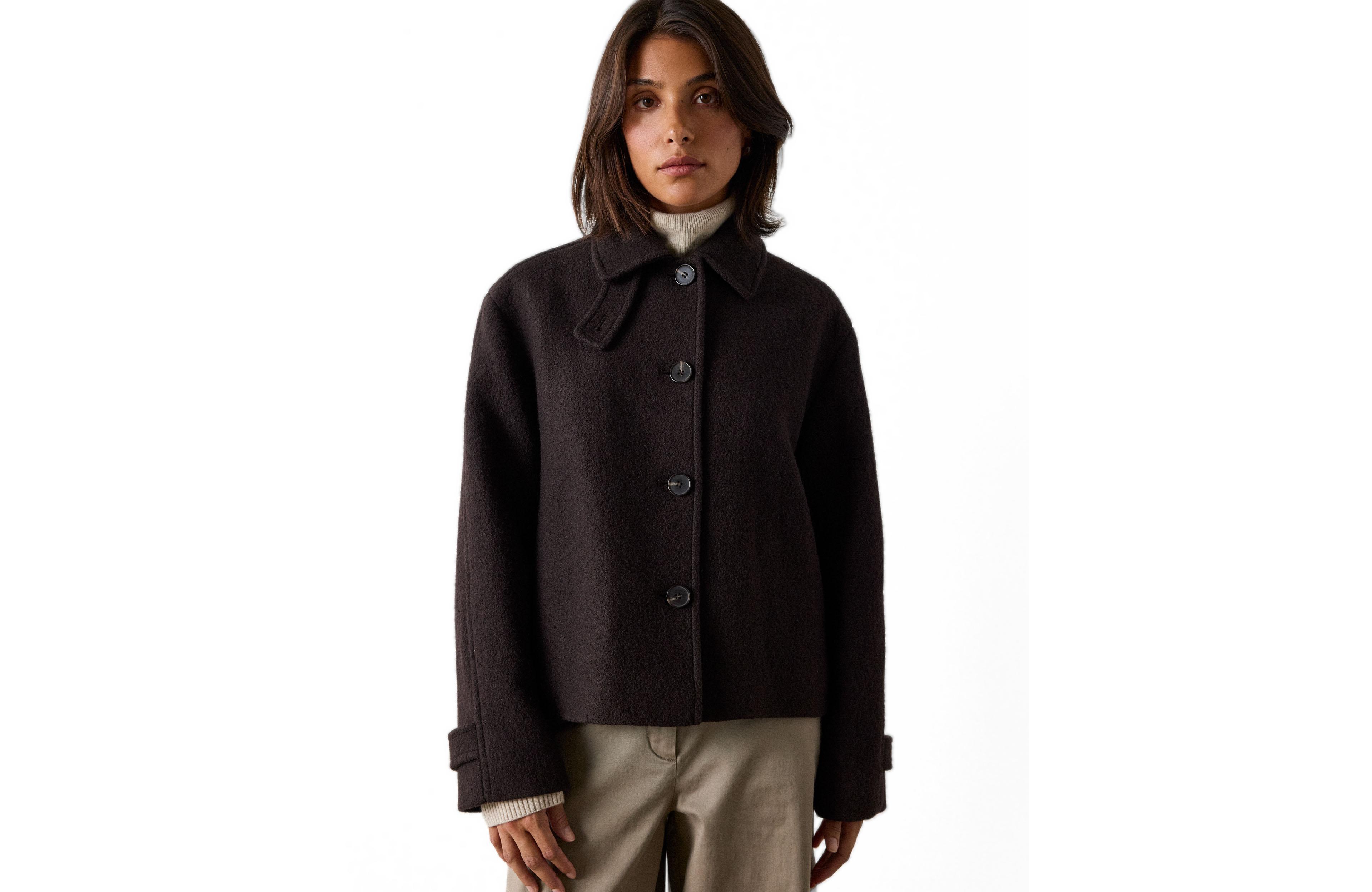 Whistles Women's Tailored Short Wool-Blend Collared Jacket