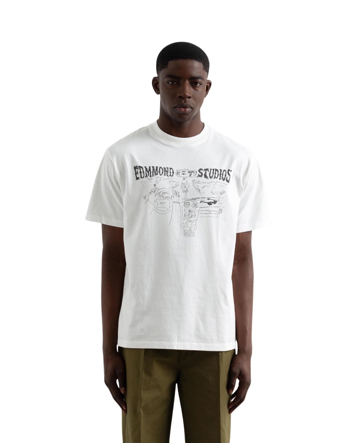 Edmmond Studios Men's Fresh Classics Hand-Sketched Front Print Relaxed-Fit Crewneck T-Shirt