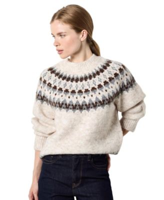 Women's Fair Isle Relaxed-Fit Mock-Neck Sweater