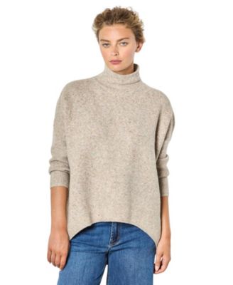 Women's Mock Neck Cape Rainbow-Fleck Sweater