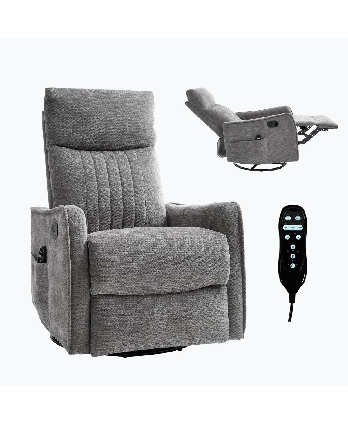 Streamdale Furniture Fabric Manual Recliner Chair with Heat, Massage, Rocker and Swivel