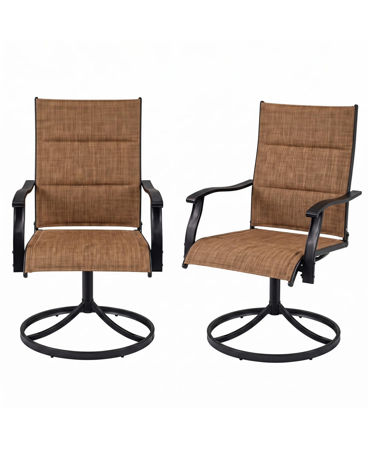 Gymax Padded Patio Swivel Chairs Set of 2 Ergonomic Outdoor Dining with High Back