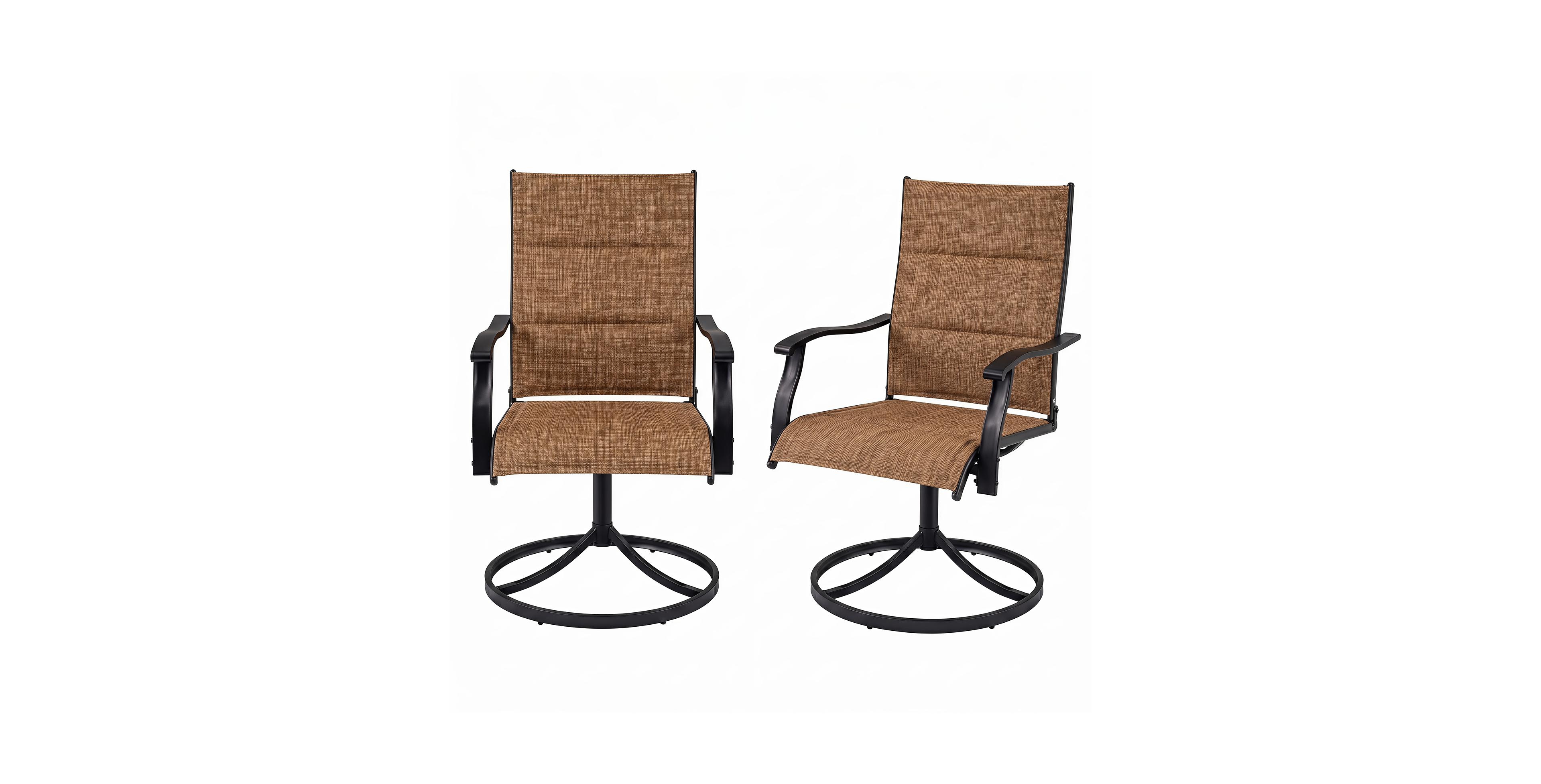 Gymax Padded Patio Swivel Chairs Set of 2 Ergonomic Outdoor Dining with High Back