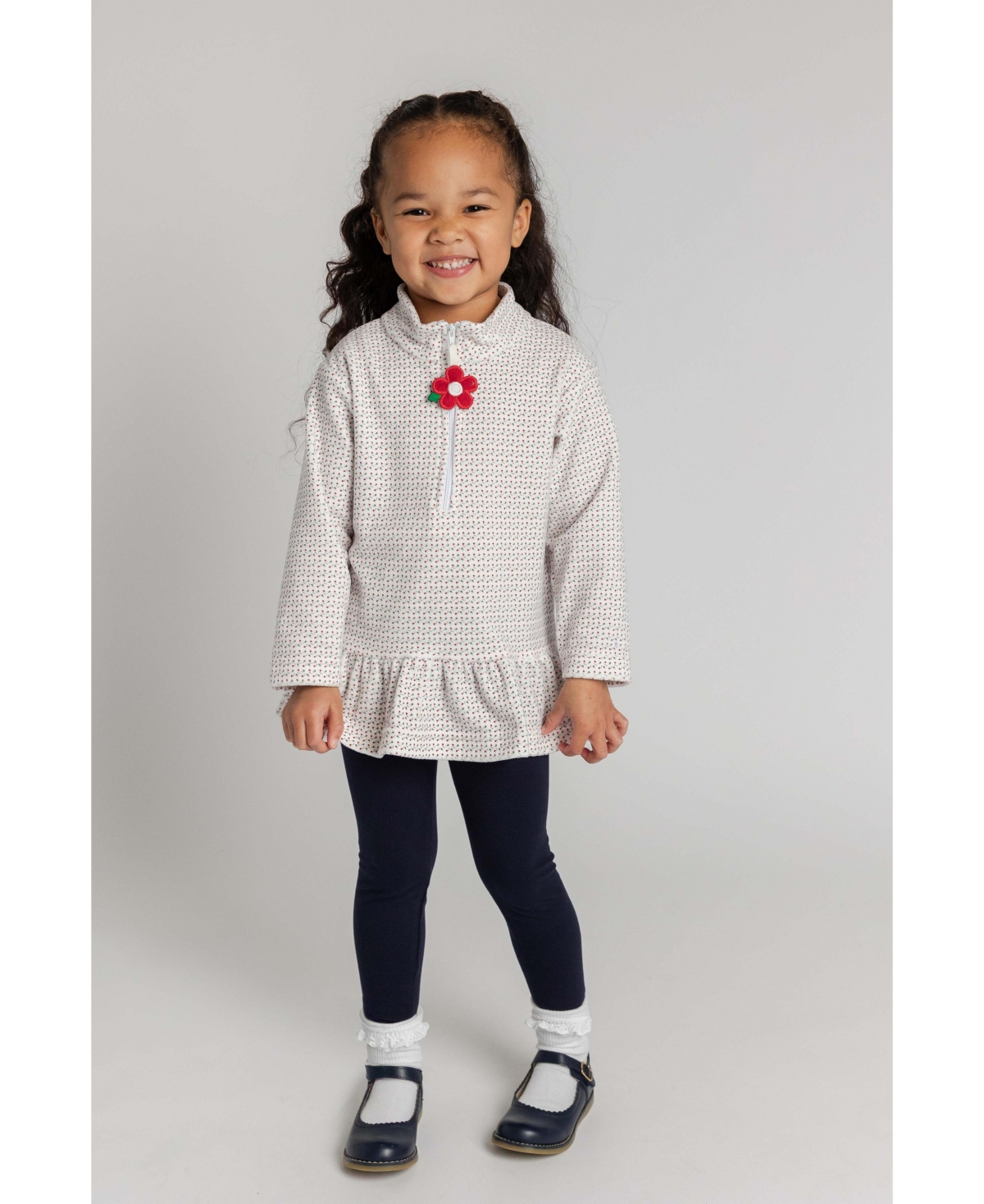 Florence Eiseman Girls' 4-16 Half-Zip Velour Printed Sweatshirt