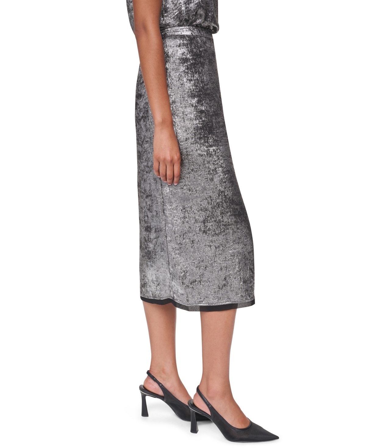 Dkny Women's Metallic A-Line Midi Skirt