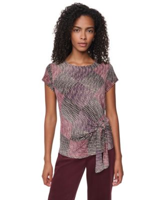 Women's Tie-Front Print Blouse