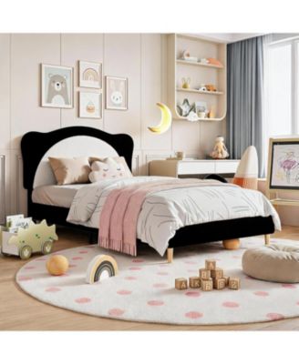 panda-shaped headboard creates a dreamy look for kids' rooms. Low-profile design is easy for children to access and built with safety in mind