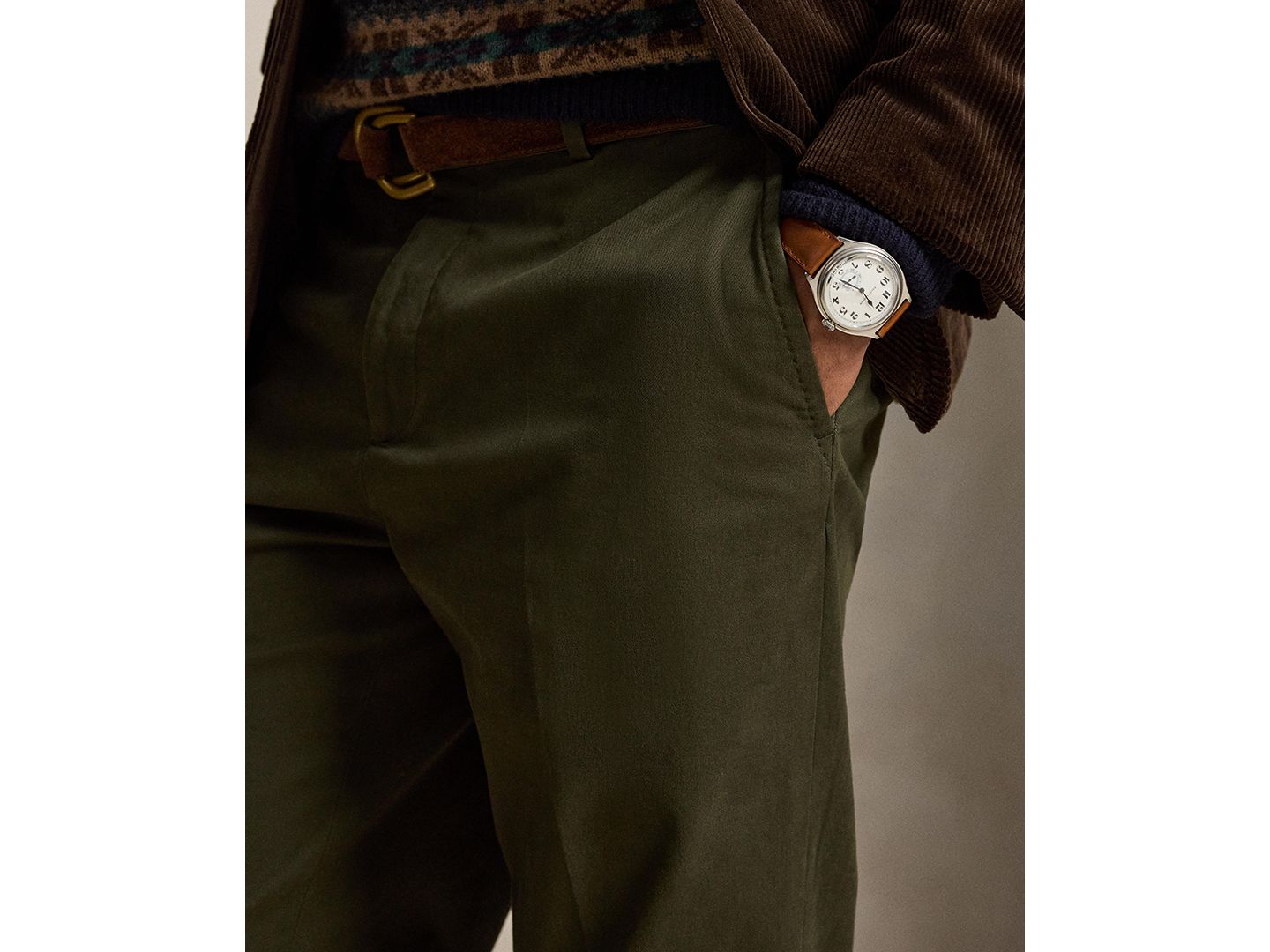 Мужские брюки Polo Ralph Lauren Stretch Chino Suit Trousers, цвет: Зелёный — фото 3