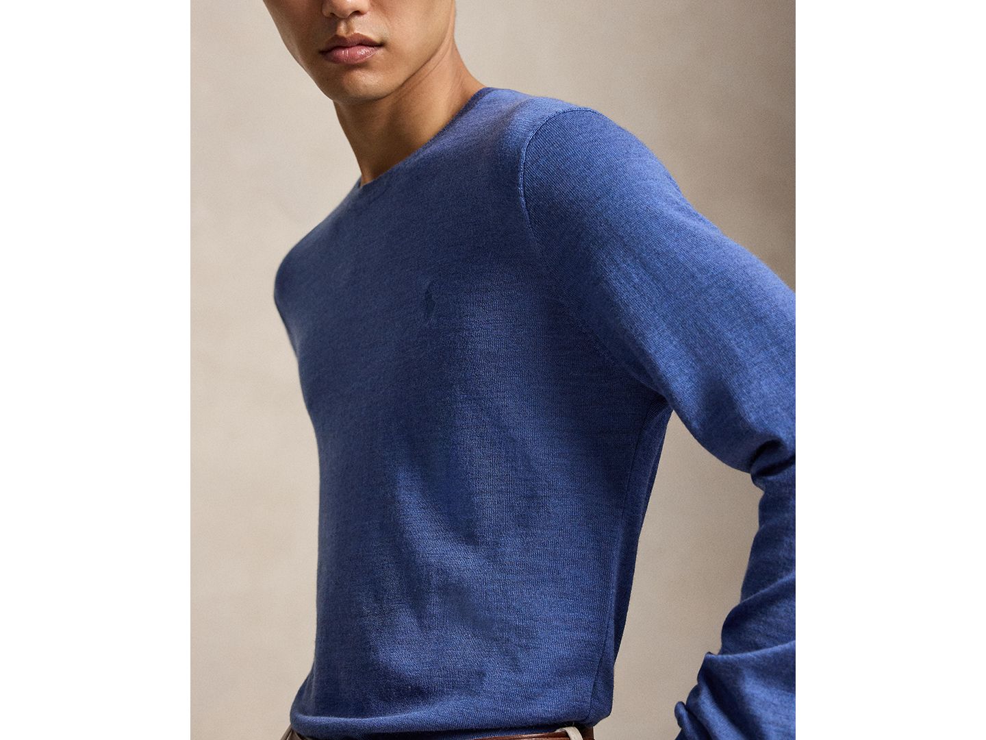 Мужской свитер Polo Ralph Lauren Regular-Fit Lightweight Crewneck, цвет: Синий меланжевый — фото 2