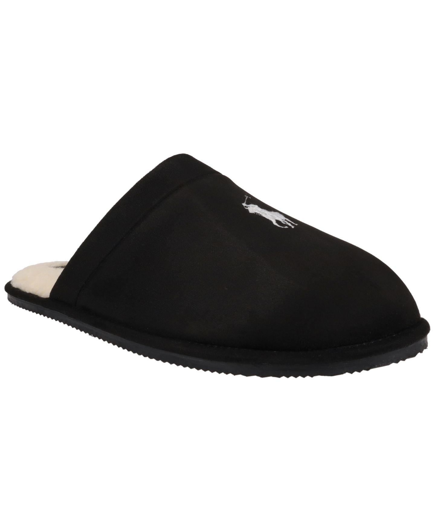 Мужские тапочки Polo Ralph Lauren Klarence Scuff Slip-On Slippers, цвет: Чёрный — фото 1