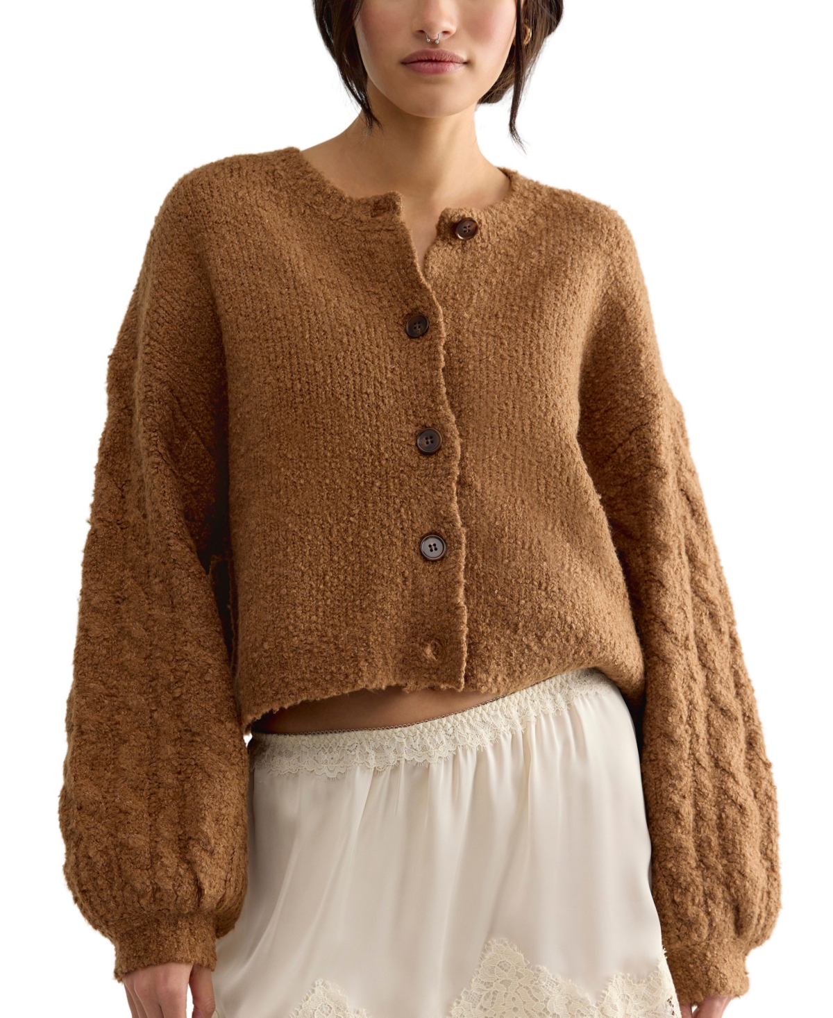 Free People Women's Thistle Cropped Crewneck Cardigan