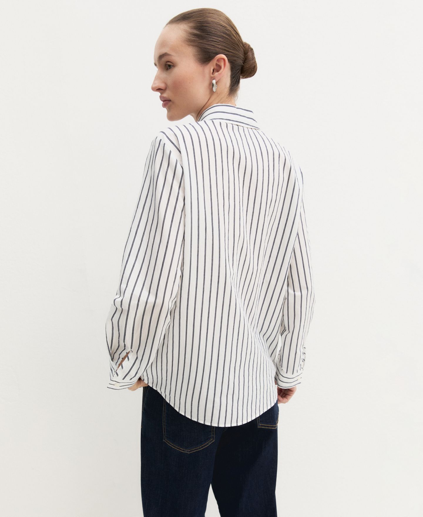 Женская рубашка Emme Marella Emmguglia Long-Sleeve Striped Cotton-Blend Button-Up, цвет: Белый — фото 5