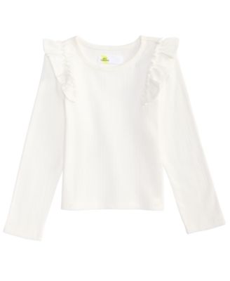 Toddler Girls' 12M-5T Long-Sleeve Ribbed Ruffled Top