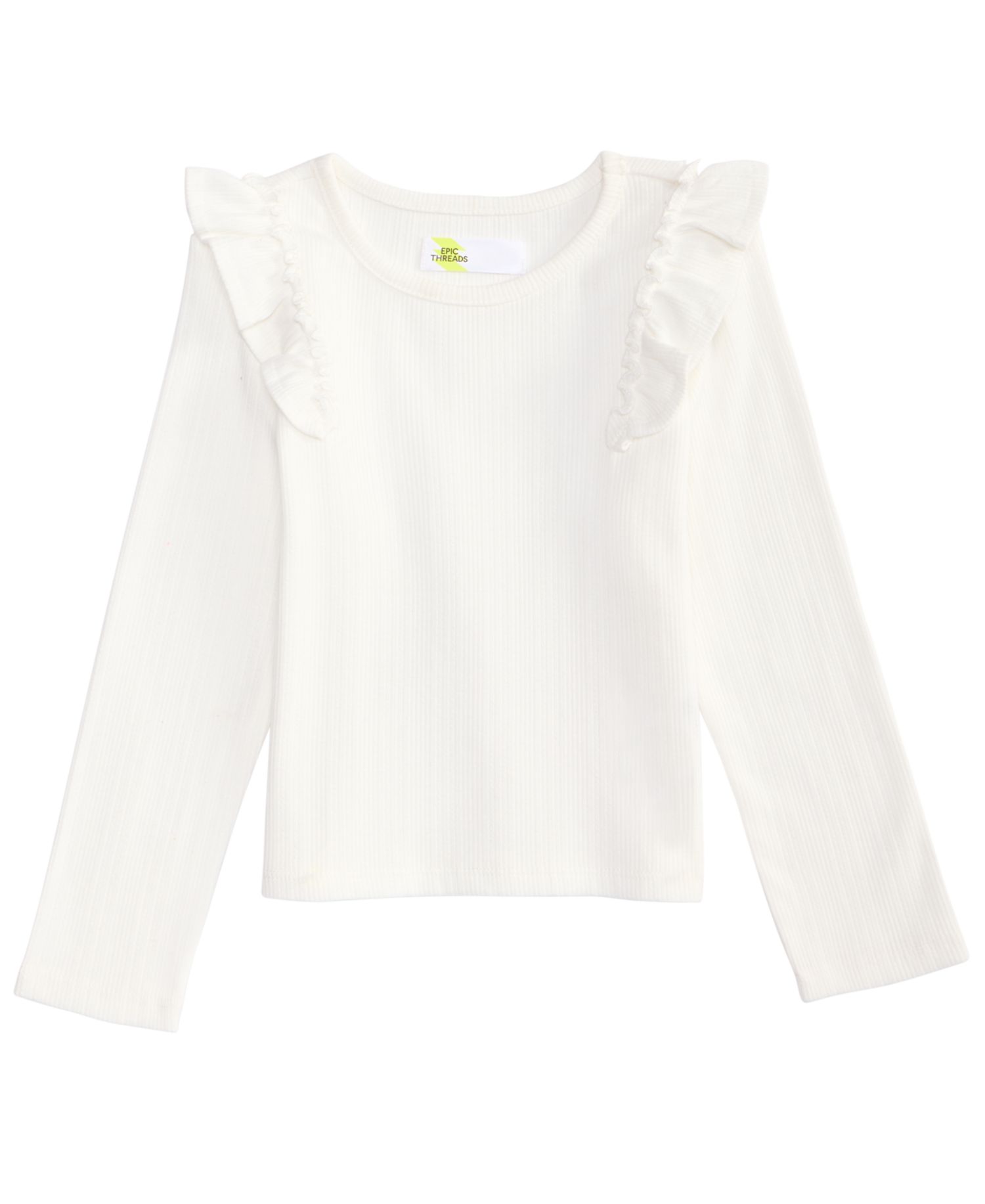 Toddler Girls' 12M-5T Long-Sleeve Ribbed Ruffled Top