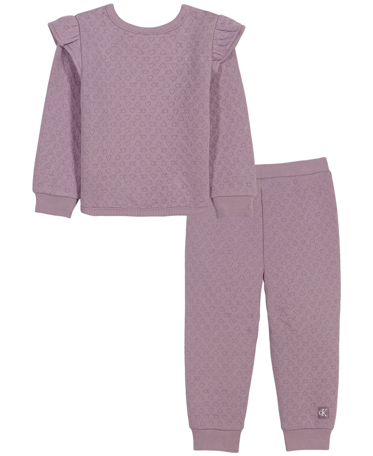 Calvin Klein Baby Girls' Long-Sleeve Quilted Double-Knit Top and Pants, 2-Piece Set - Nirvana