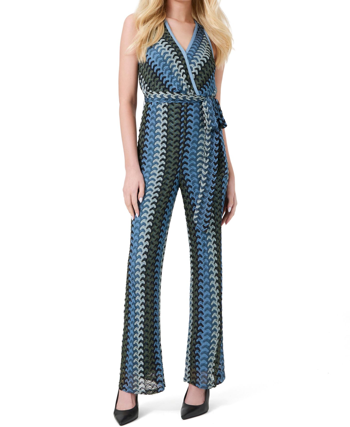 Женский комбинезон GUESS Caia Wide-Leg Sleeveless Knit Jumpsuit, цвет: Оливковый разноцветный — фото 1