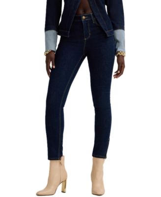 Women's Marilyn 3 Zip Anniversary Mid-Rise Skinny Rhinestone Jeans
