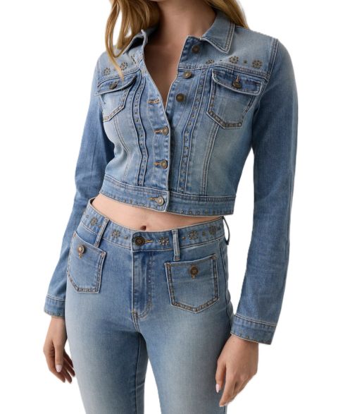 Женская куртка GUESS Cropped Studded Denim, цвет: League