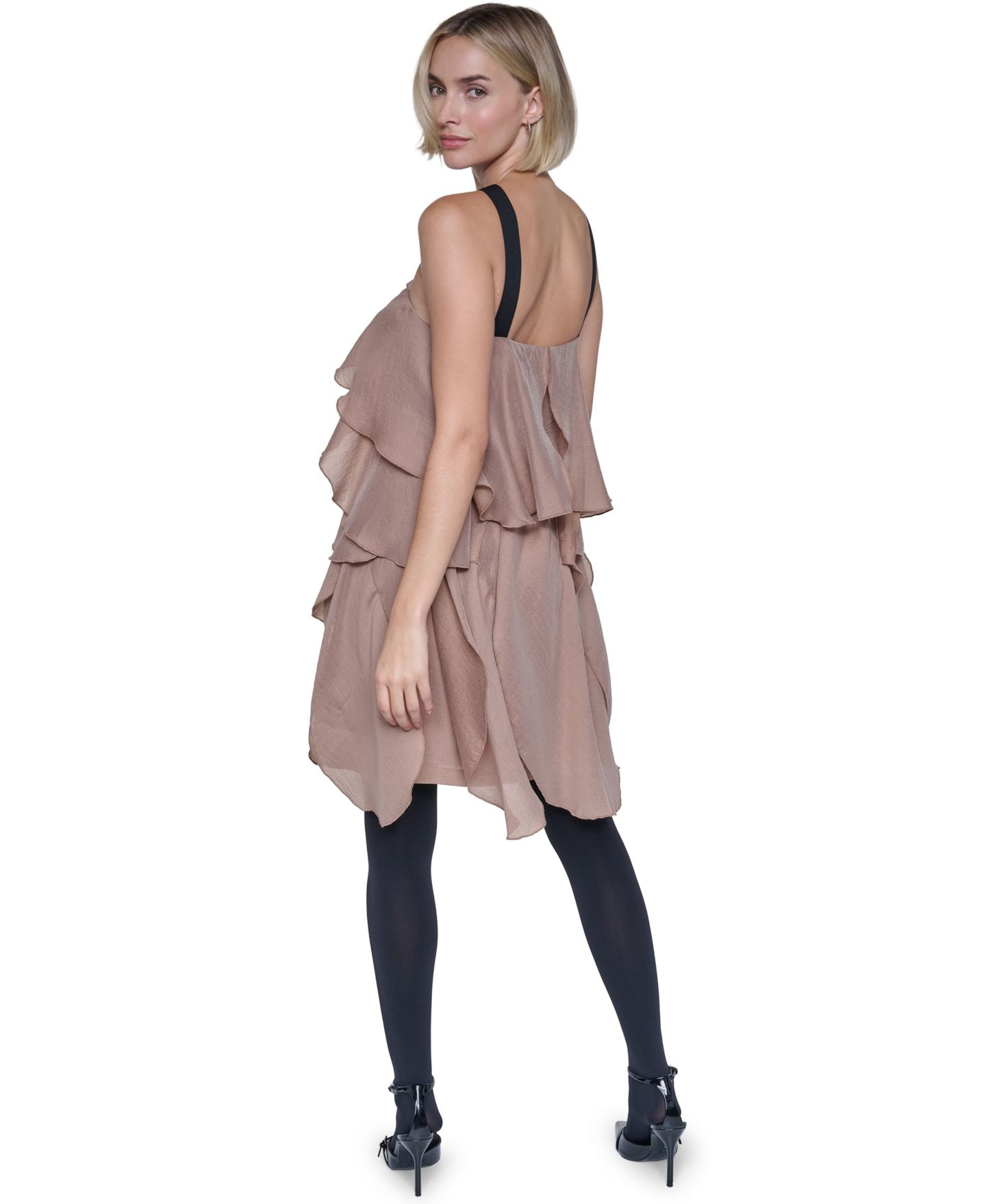 Женское платье Sonia Rykiel Halter Tiered-Ruffle Short Petal with Bow, цвет: Какао — фото 3