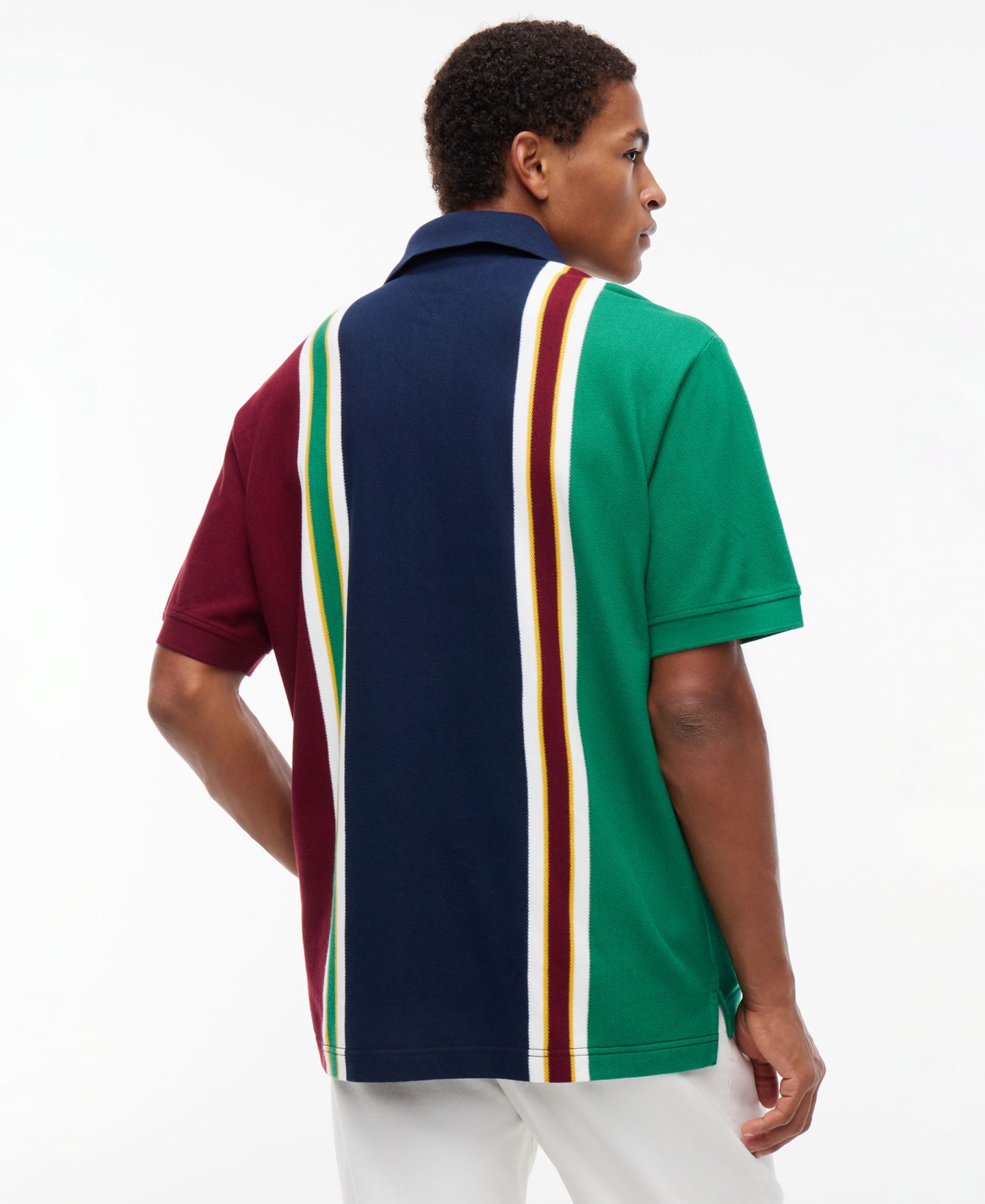 Мужское поло Tommy Hilfiger American Icons Heritage Stripe Cotton Piqué Polo Shirt, цвет: Зелёный полосатый — фото 4
