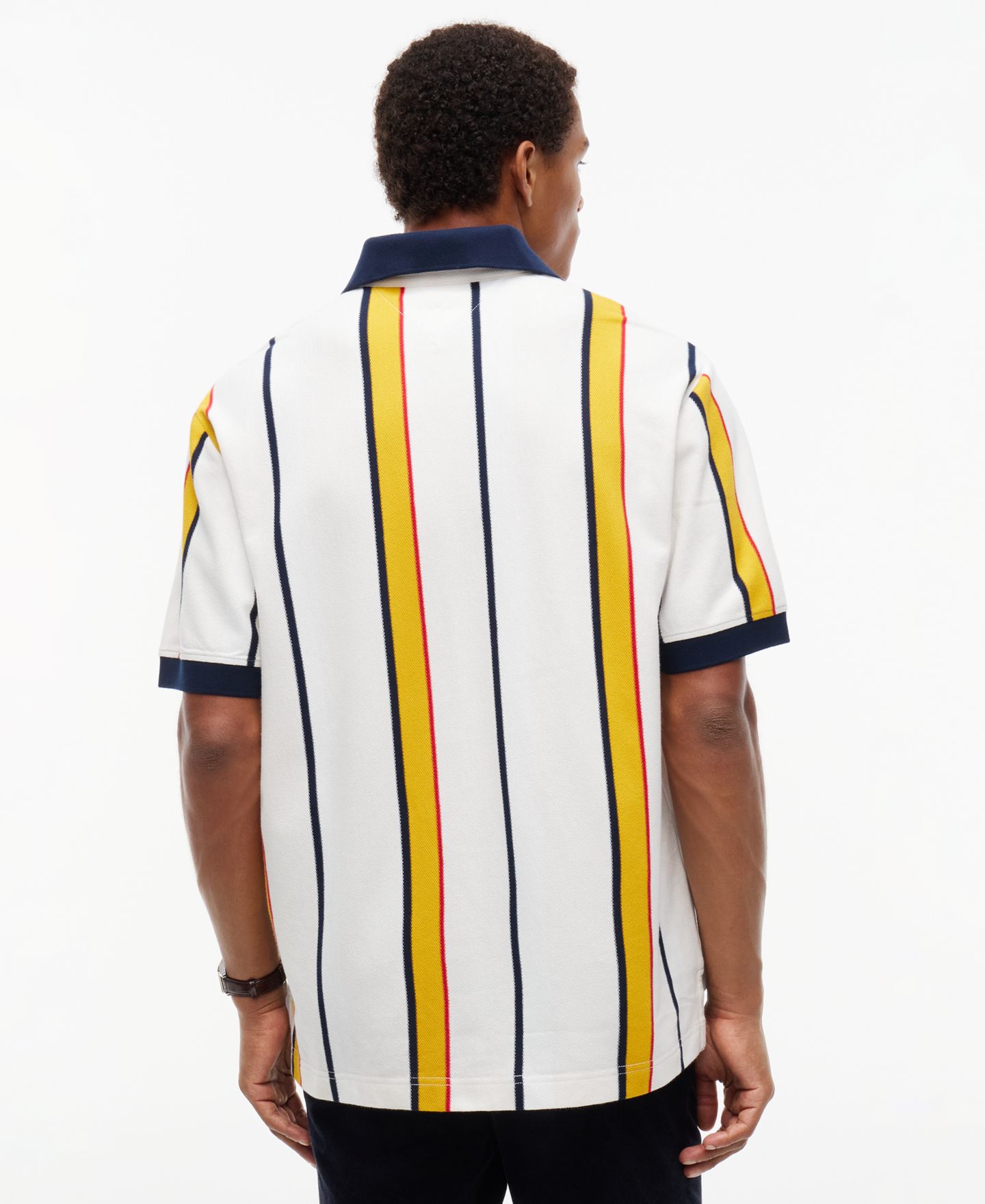 Мужское поло Tommy Hilfiger American Icons Stripe Polo Cotton Piqué Classic-Fit Polo Shirt, цвет: Полосатый — фото 4