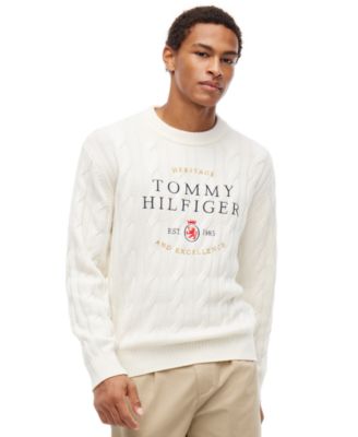 Men's Cable-Knit Graphic Crewneck Sweater