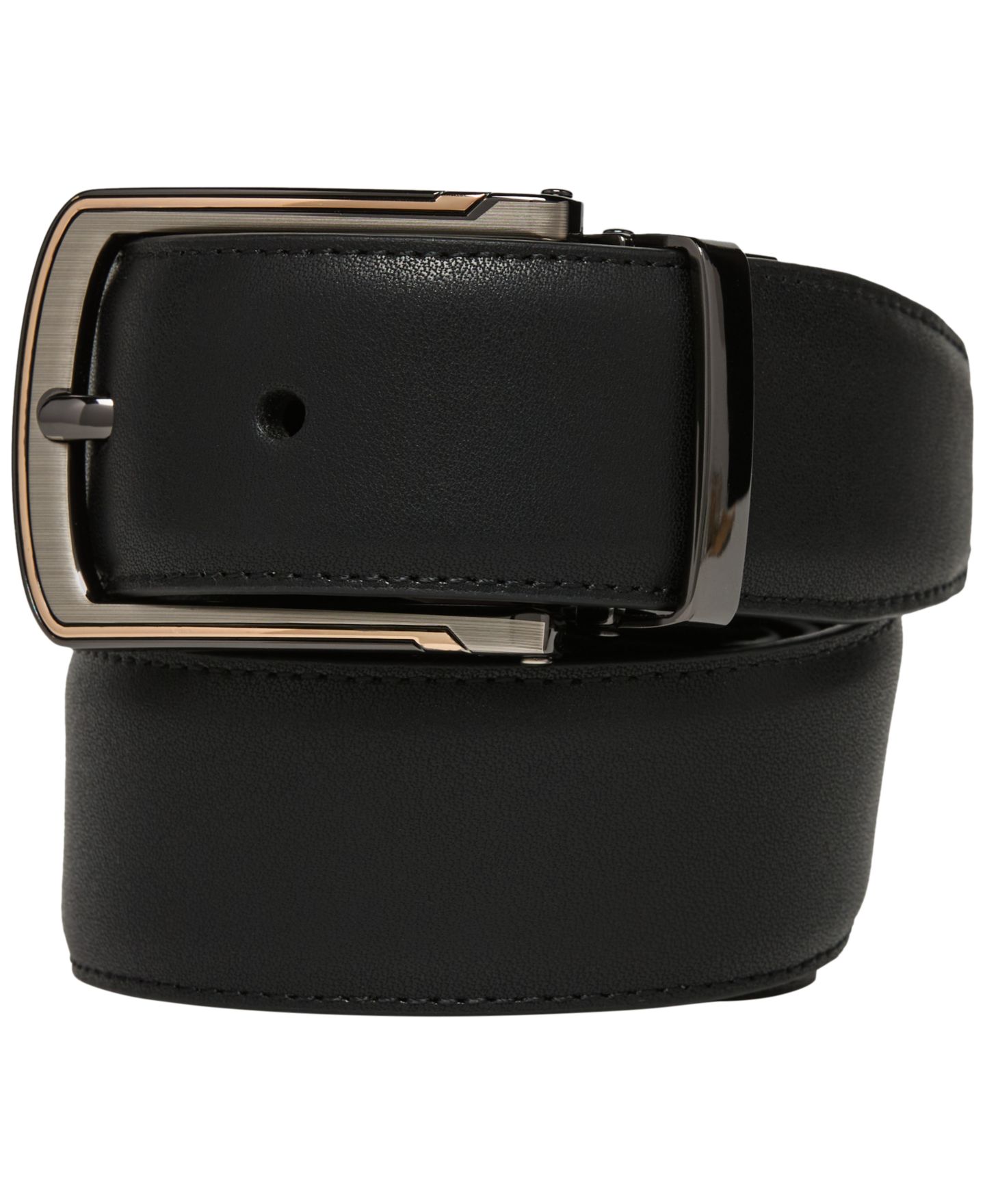 Мужской ремень Perry Ellis Portfolio Gold Line Leather, цвет: Чёрный / Коричневый — фото 2