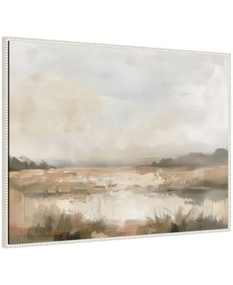 Neutral Abstract Landscape by The Creative Bunch Studio Framed Canvas Wall Art Print