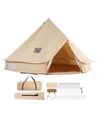 23 Foot Canvas Bell Tent 4 Season Yurt with Stove Jack 12 Windows and 137 Inch Peak Height