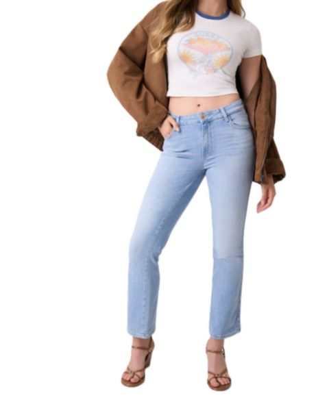 Женские прямые джинсы Guess из смеси хлопка со средней посадкой, цвет: Timeless Light