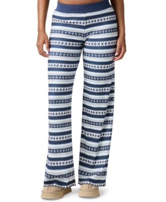 Juniors' Pointelle Wide-Leg Flare Pants